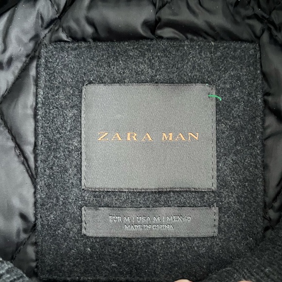 Zara Man Wool Duffle Coat Jacket Hooded Toggle Dark Gray Men’s Size M - Picture 6 of 11